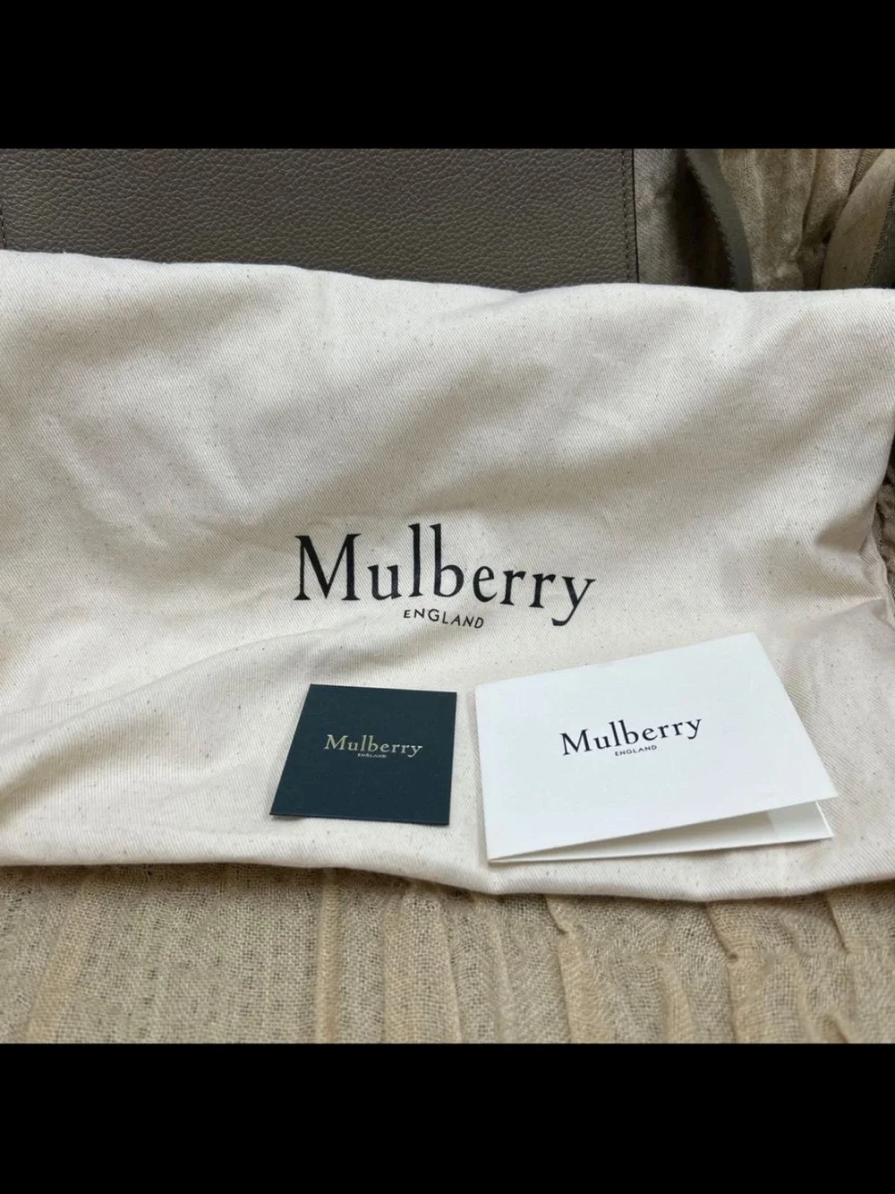 Mulberry Gray Taupe Pebbled Leather Crossbody with Gold Turnlock